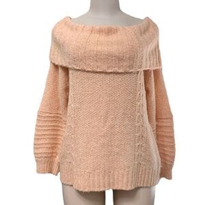 Loveriche Fuzzy Peach Knit Long Oversized Sleeve Cowl Neck Sweater Size Medium